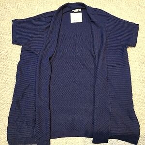 Liz Claiborne Navy Blue Open Front Short Sleeve Cardigan